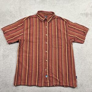 Kuhl Shirt Mens Large Seersucker Short Sleeve Button Up Striped Pocket Stretch